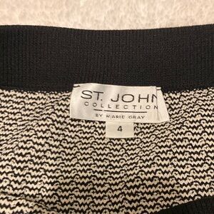 St. John Black and White Textured Pencil Skirt
